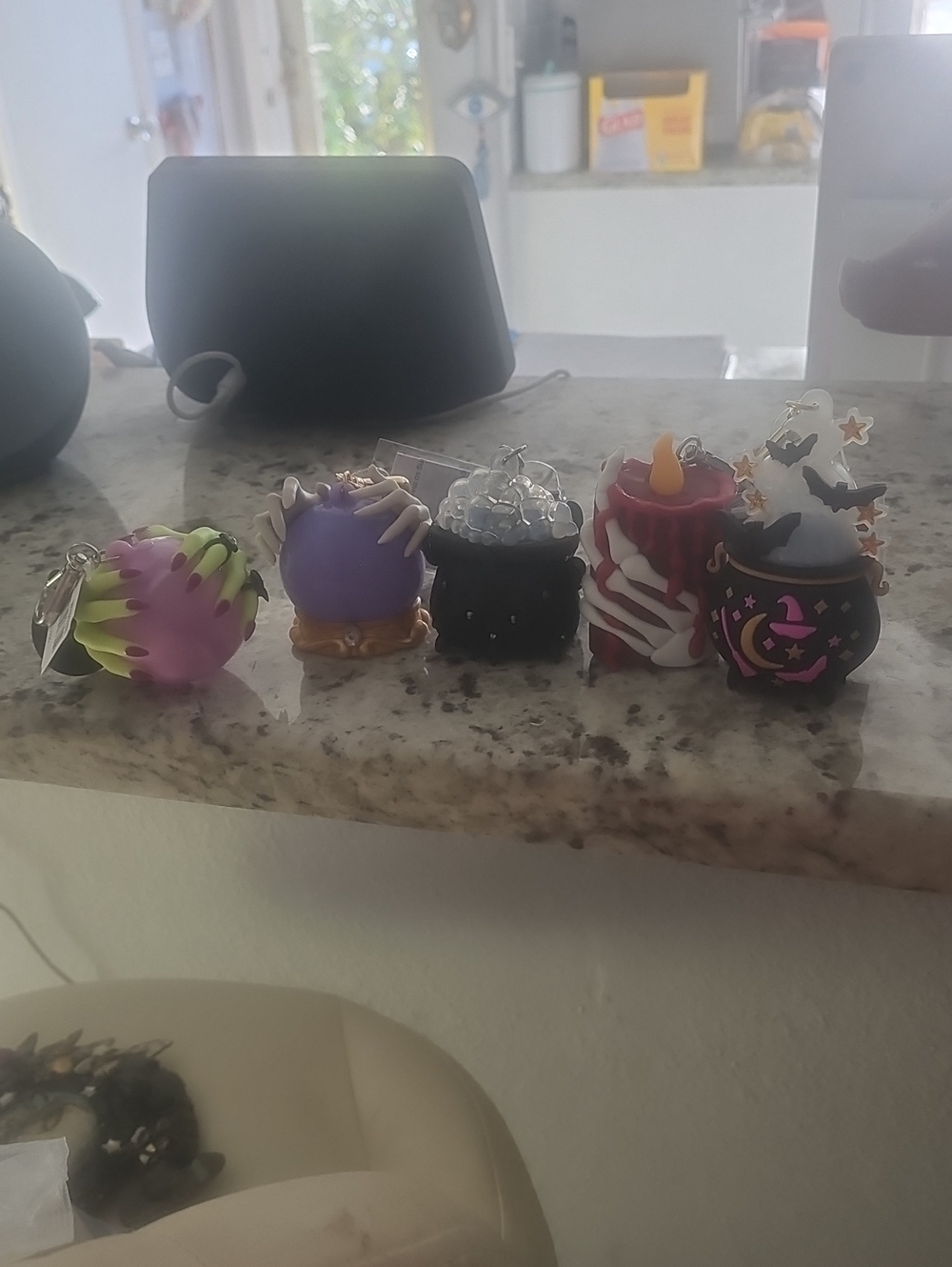 Halloween Cauldron and Candle Keychain Set - Purple, Black, Red, Pink